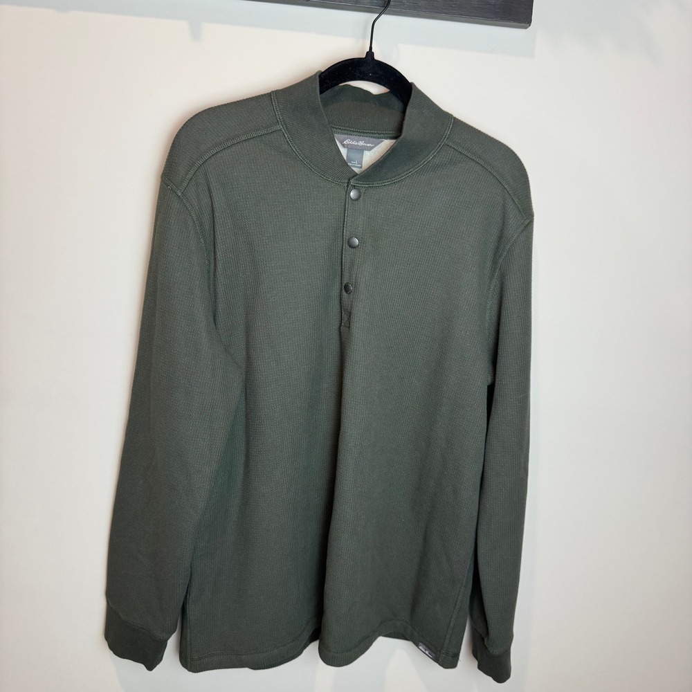 Eddie Bauer Men's‎ Long Sleeve Henley Thermal Shirt Green Size L